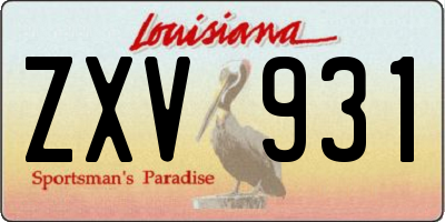 LA license plate ZXV931