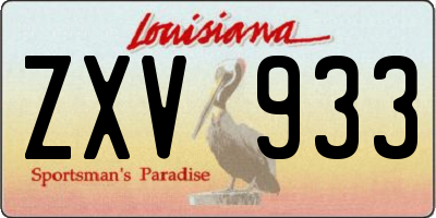 LA license plate ZXV933