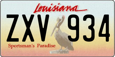 LA license plate ZXV934