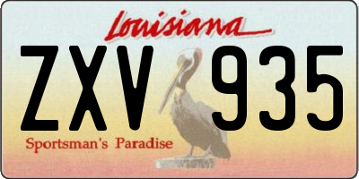 LA license plate ZXV935