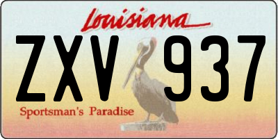 LA license plate ZXV937