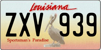 LA license plate ZXV939