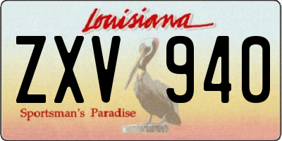 LA license plate ZXV940