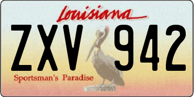 LA license plate ZXV942
