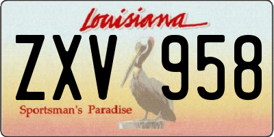 LA license plate ZXV958