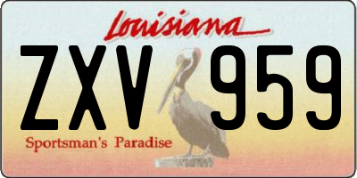LA license plate ZXV959