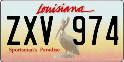 LA license plate ZXV974