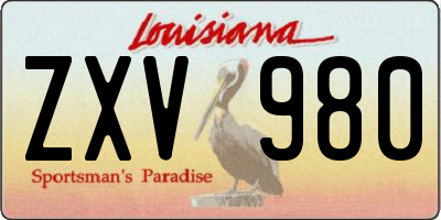LA license plate ZXV980