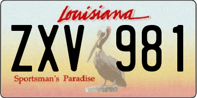 LA license plate ZXV981