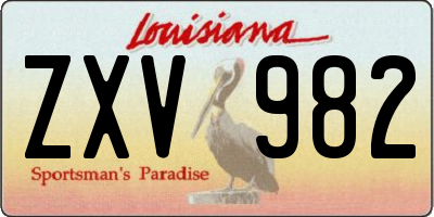 LA license plate ZXV982