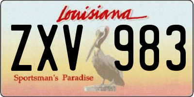 LA license plate ZXV983