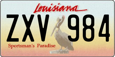 LA license plate ZXV984