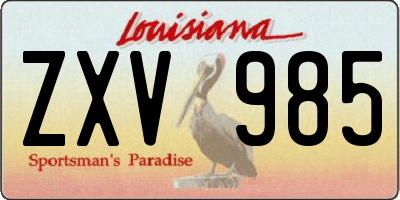 LA license plate ZXV985