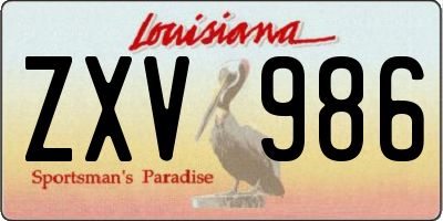 LA license plate ZXV986