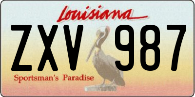 LA license plate ZXV987