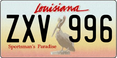 LA license plate ZXV996