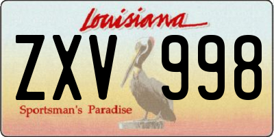 LA license plate ZXV998
