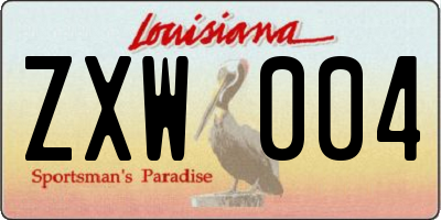 LA license plate ZXW004