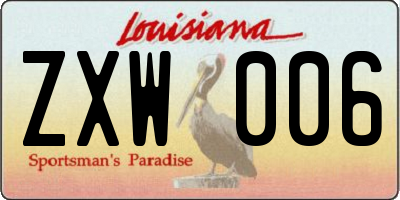 LA license plate ZXW006
