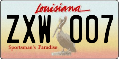 LA license plate ZXW007