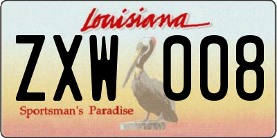 LA license plate ZXW008