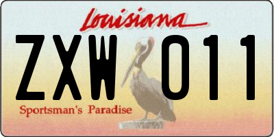 LA license plate ZXW011