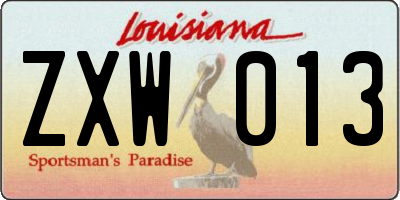 LA license plate ZXW013