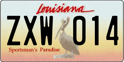 LA license plate ZXW014