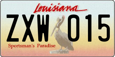 LA license plate ZXW015