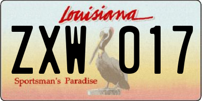 LA license plate ZXW017