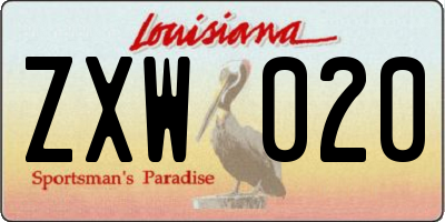 LA license plate ZXW020