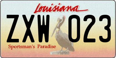 LA license plate ZXW023