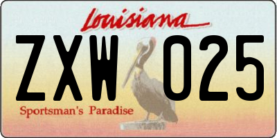 LA license plate ZXW025