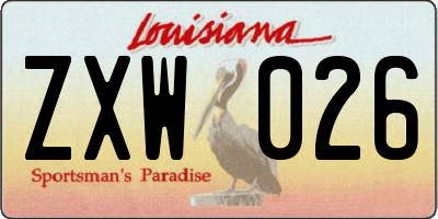 LA license plate ZXW026