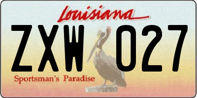 LA license plate ZXW027
