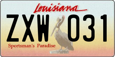 LA license plate ZXW031