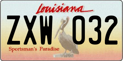 LA license plate ZXW032