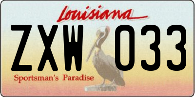 LA license plate ZXW033