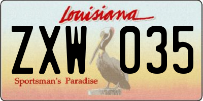 LA license plate ZXW035
