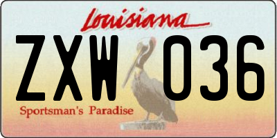 LA license plate ZXW036