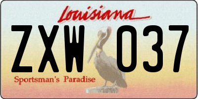 LA license plate ZXW037