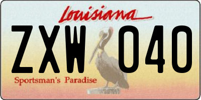 LA license plate ZXW040