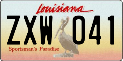 LA license plate ZXW041