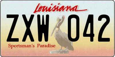 LA license plate ZXW042