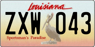 LA license plate ZXW043