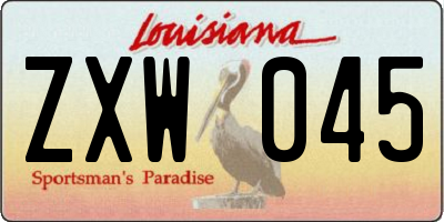LA license plate ZXW045
