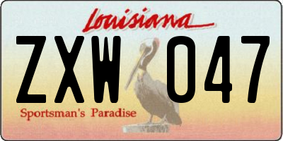 LA license plate ZXW047