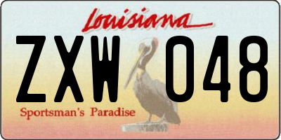 LA license plate ZXW048