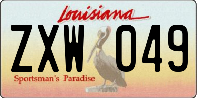 LA license plate ZXW049