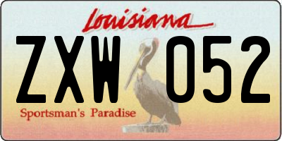 LA license plate ZXW052